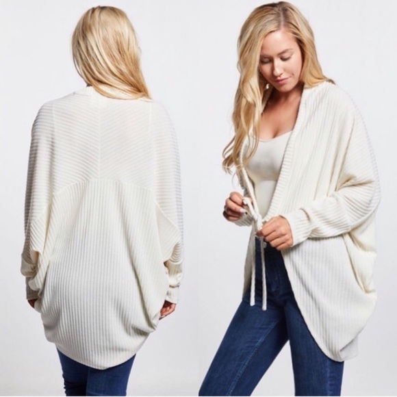 Ivory Long sleeve open front knit cardigan. - Picture 5 of 5